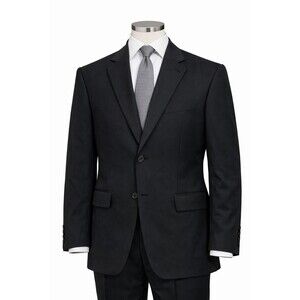 Size - L 42R Vitto Italy Super 150s Wool Blazer Black 2 Button Mens Sport Coat